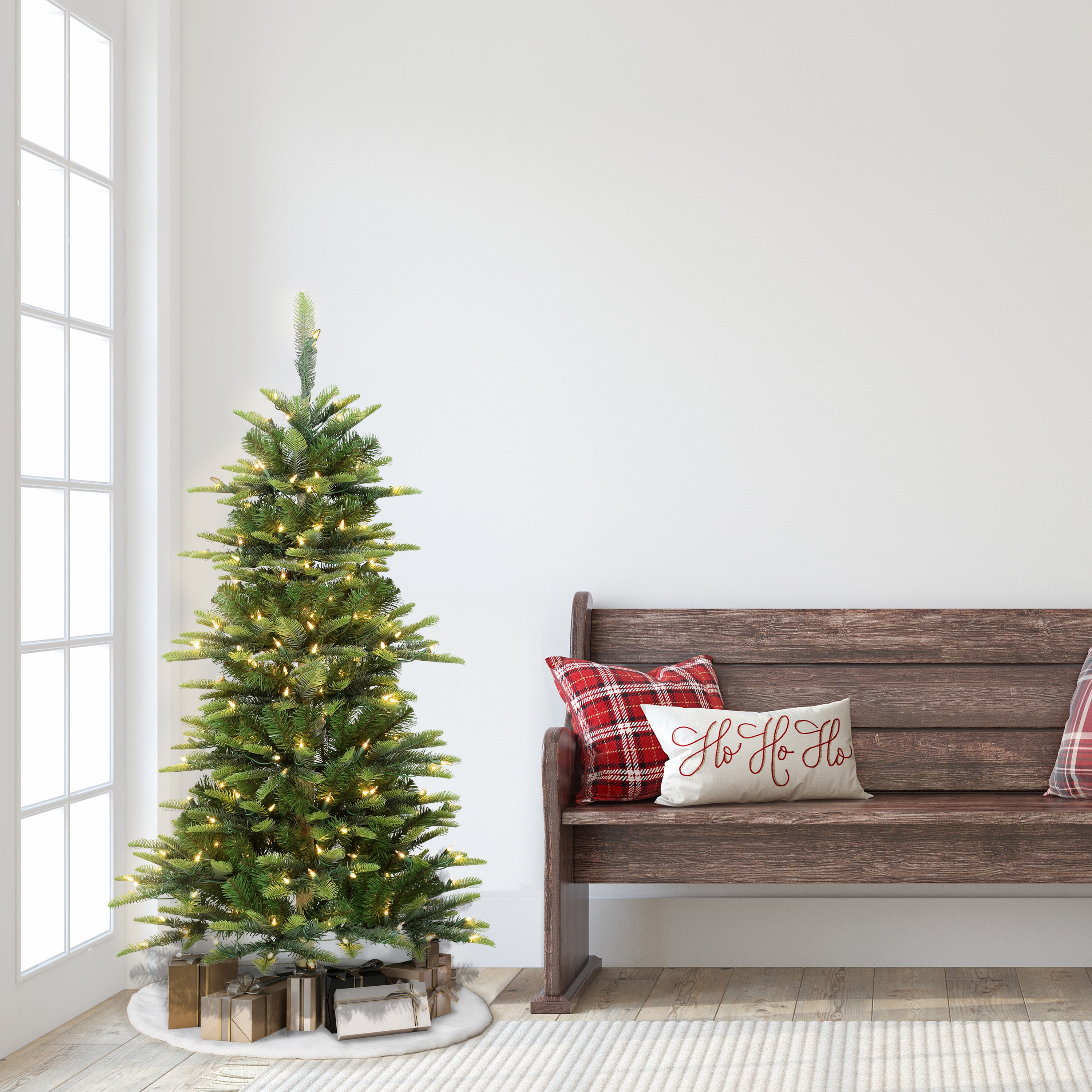 4.5ft Pre-Lit Slim Aspen Fir Christmas Tree